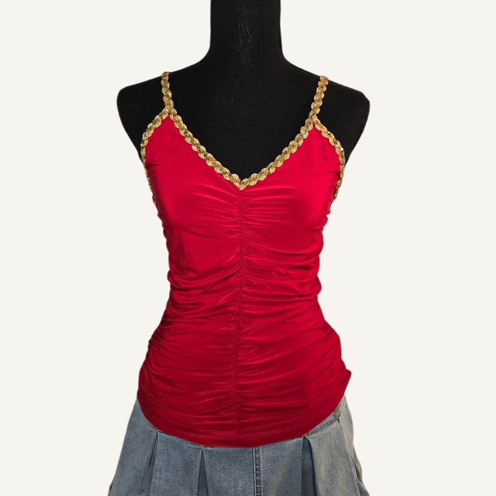 Y2k ICON Red Camisole with Gold Trim ❣️